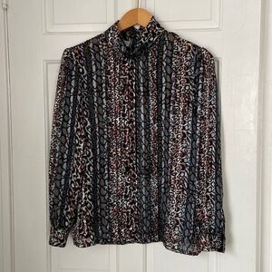 VTG 90s animal print sheer blouse